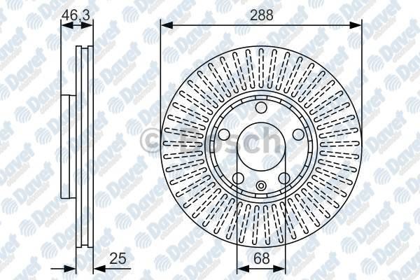 BOSCH 0986478546 Fren Diski On Havali 288mm Volkswagen Passat Variant(96->) Audi A4 1.6 1.8t A6 (94-96) Audi 100 2.2 2.8 Quattro (90-94)